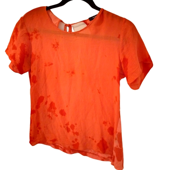 Bassike Tye dye silk top in Tangerine orange Size S - Picture 5 of 11